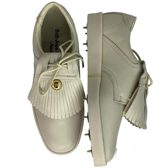 Soft Joys II By Foot Joy Vintage Ivory White Leather Men’s Golf Shoes 9  53959 - Picture 1 of 10